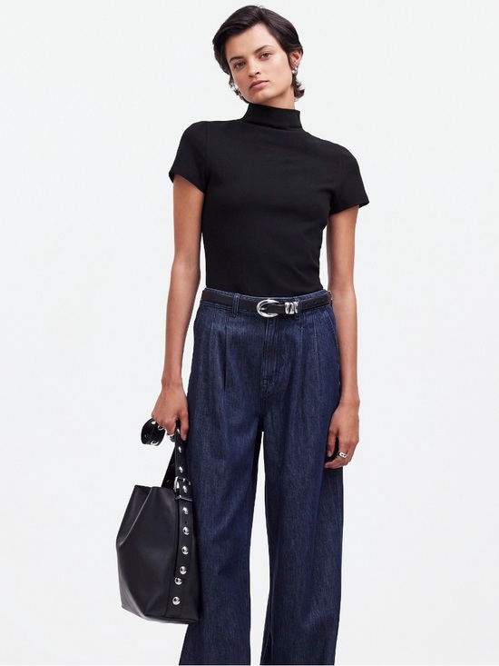 Madewell Tops - Madewell Black Short-Sleeve Mockneck Tee Size Medium